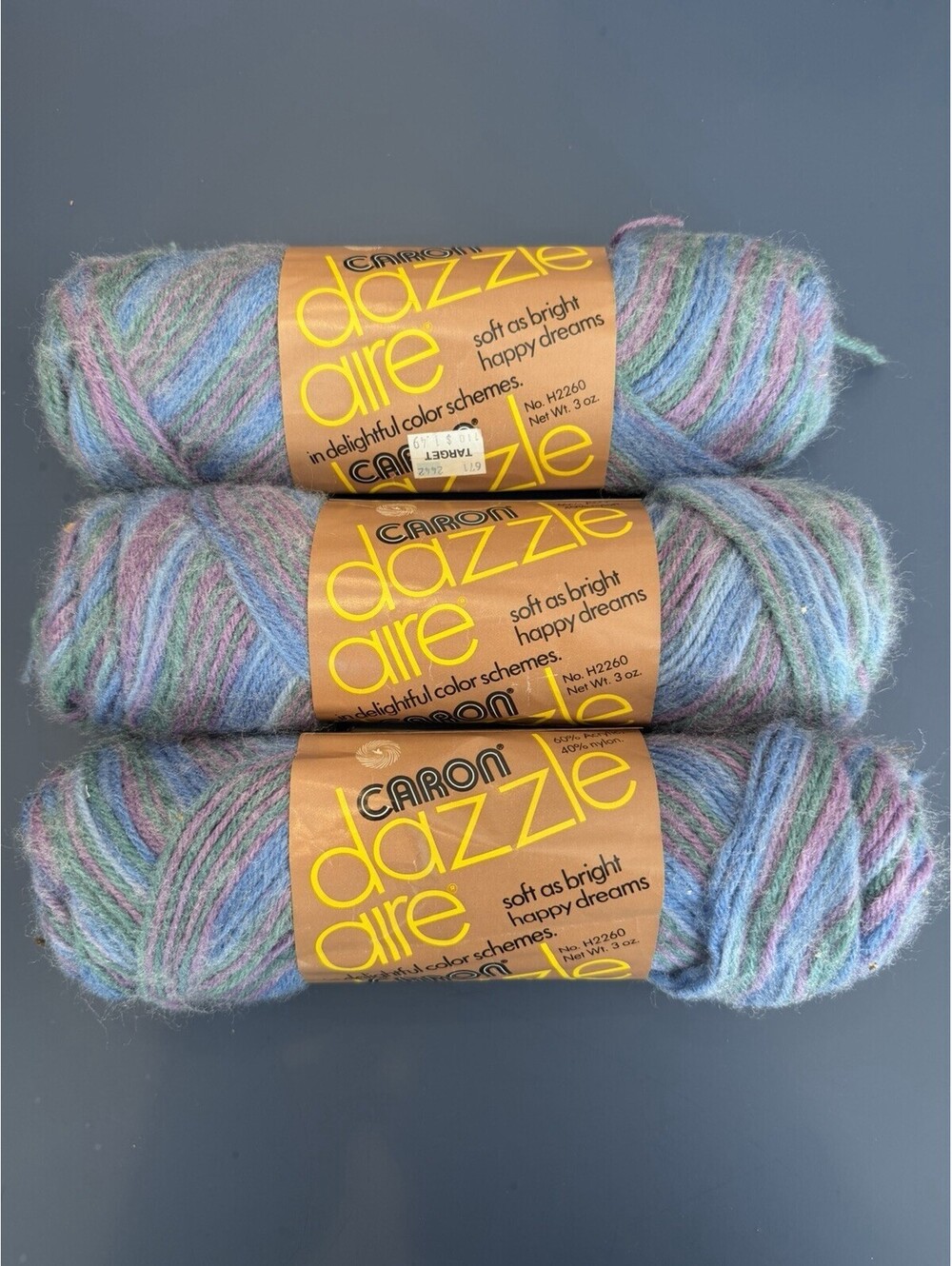 Vtg. Caron Dazzle Aire Yarn Wisteria Lot Of 3 Skeins New Rare